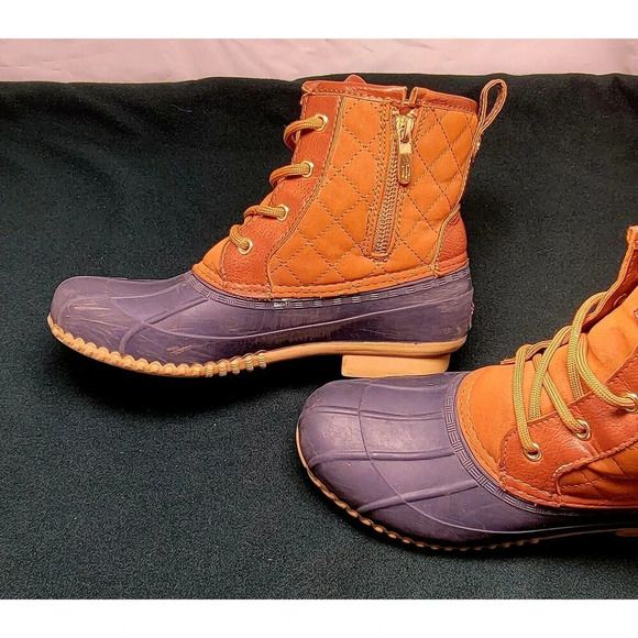 Tommy Hilfiger Rain Snow Duck Boots Size Blue Tan Women's 8M - Picture 5 of 10
